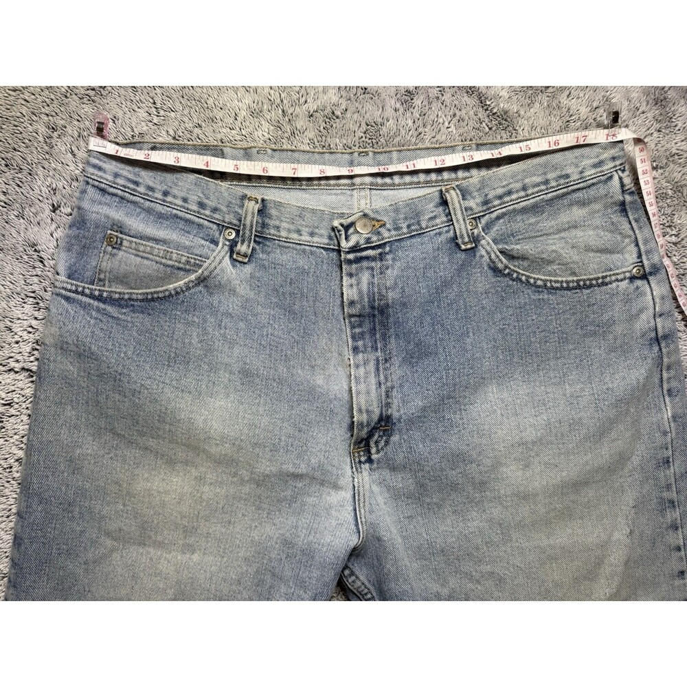VTG Wrangler Jeans 36x32 Distressed Patina Faded Whiskered Grunge Workwear Denim - Picture 7 of 14